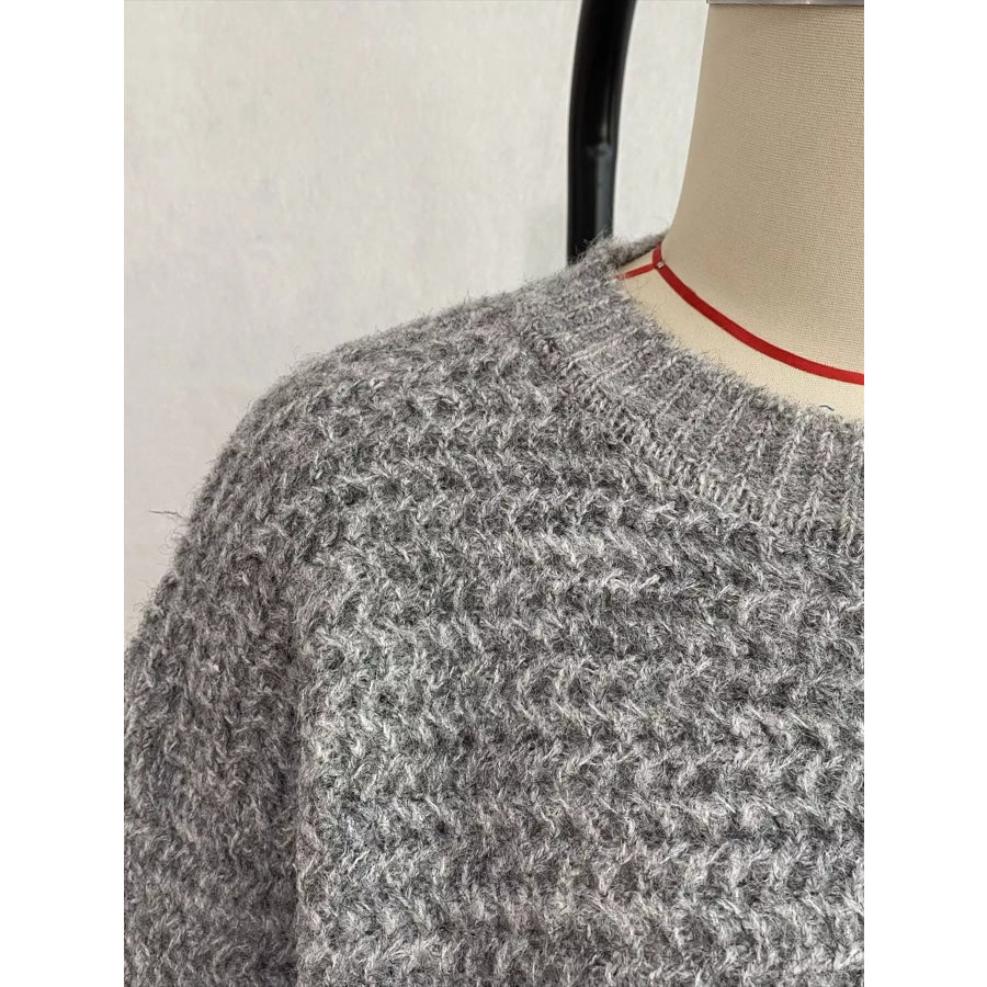 Round Neck Drop Shoulder Sweater Apparel and Accessories