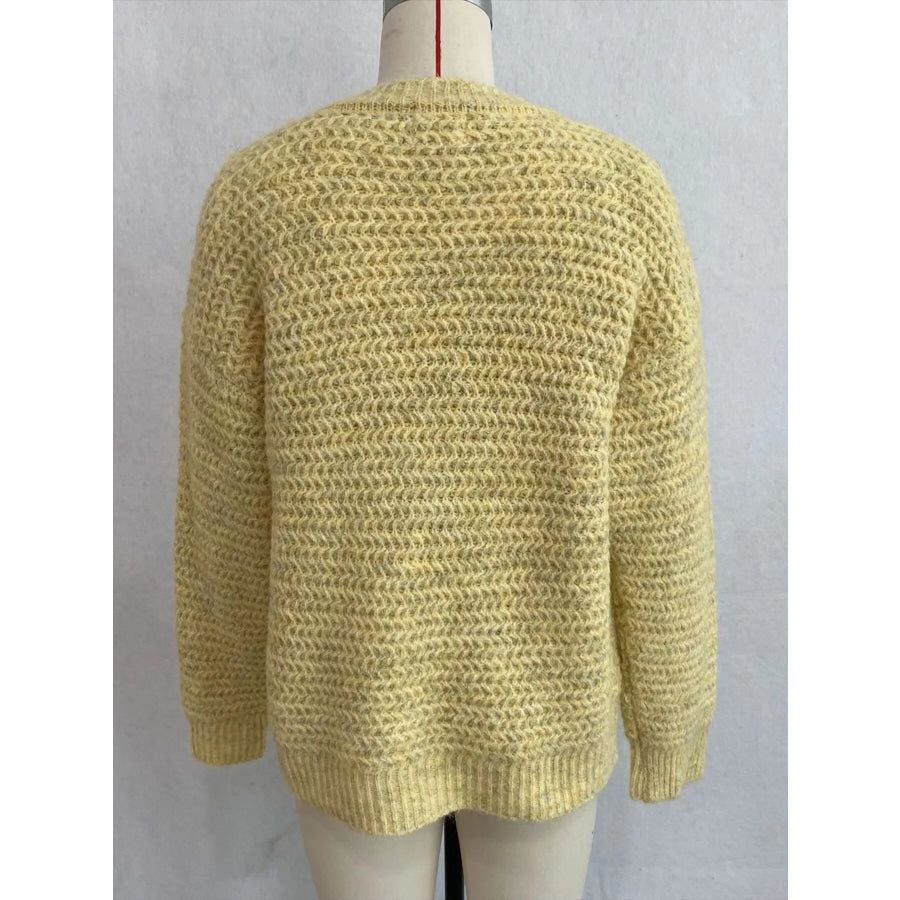 Round Neck Drop Shoulder Sweater Apparel and Accessories