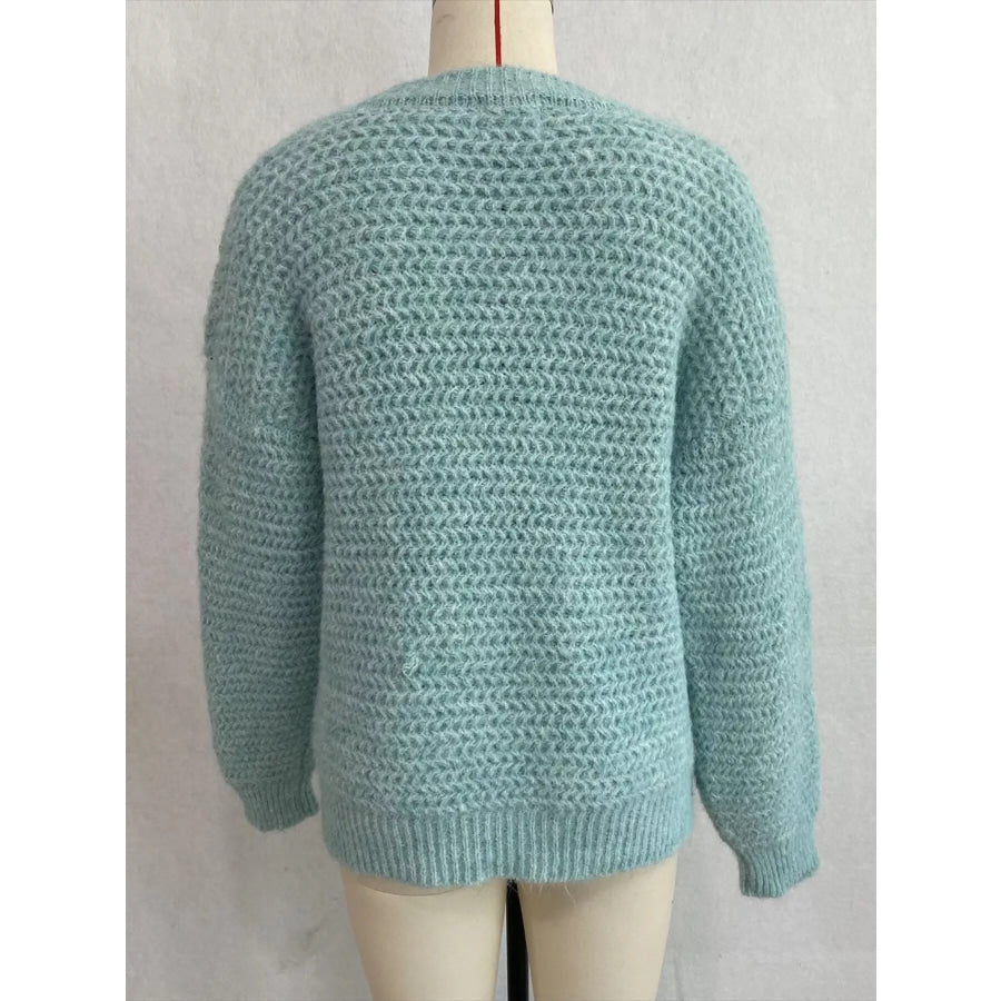 Round Neck Drop Shoulder Sweater Apparel and Accessories