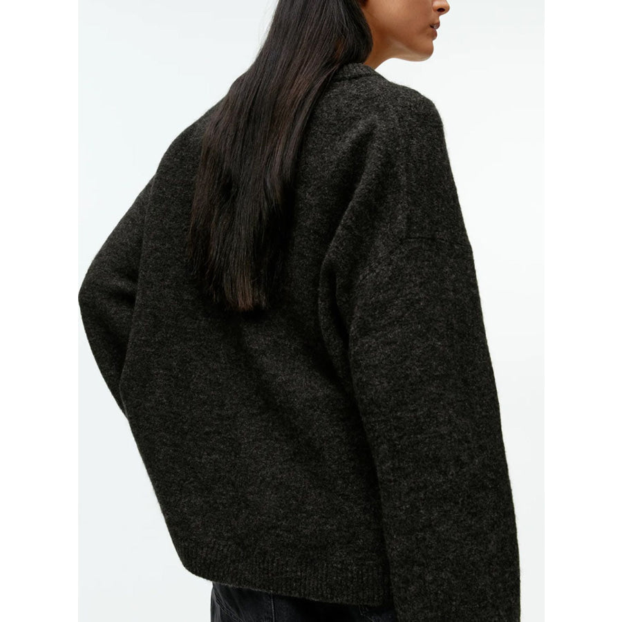 Round Neck Drop Shoulder Sweater Apparel and Accessories