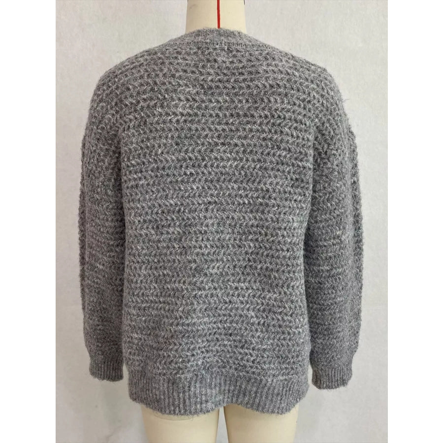 Round Neck Drop Shoulder Sweater Apparel and Accessories