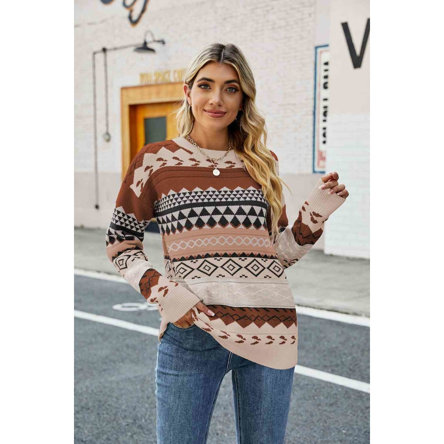 Round Neck Drop Shoulder Sweater