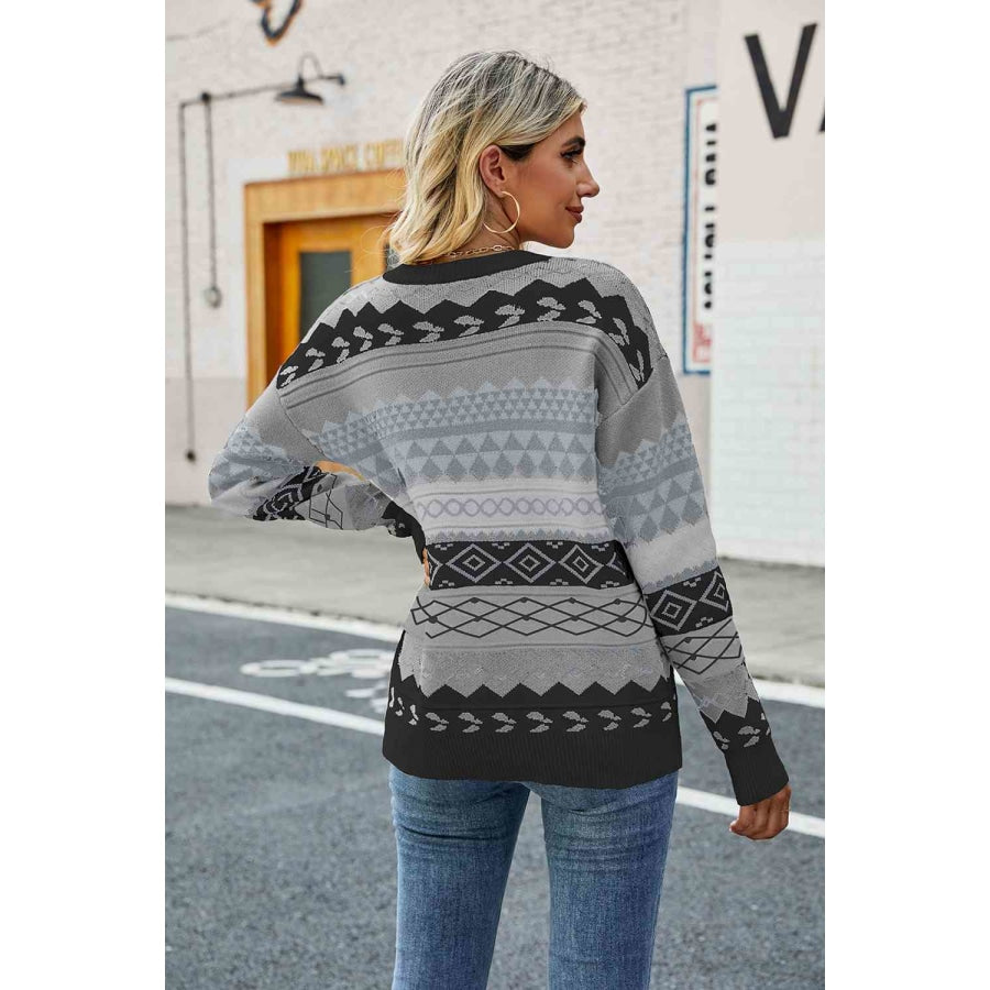 Round Neck Drop Shoulder Sweater