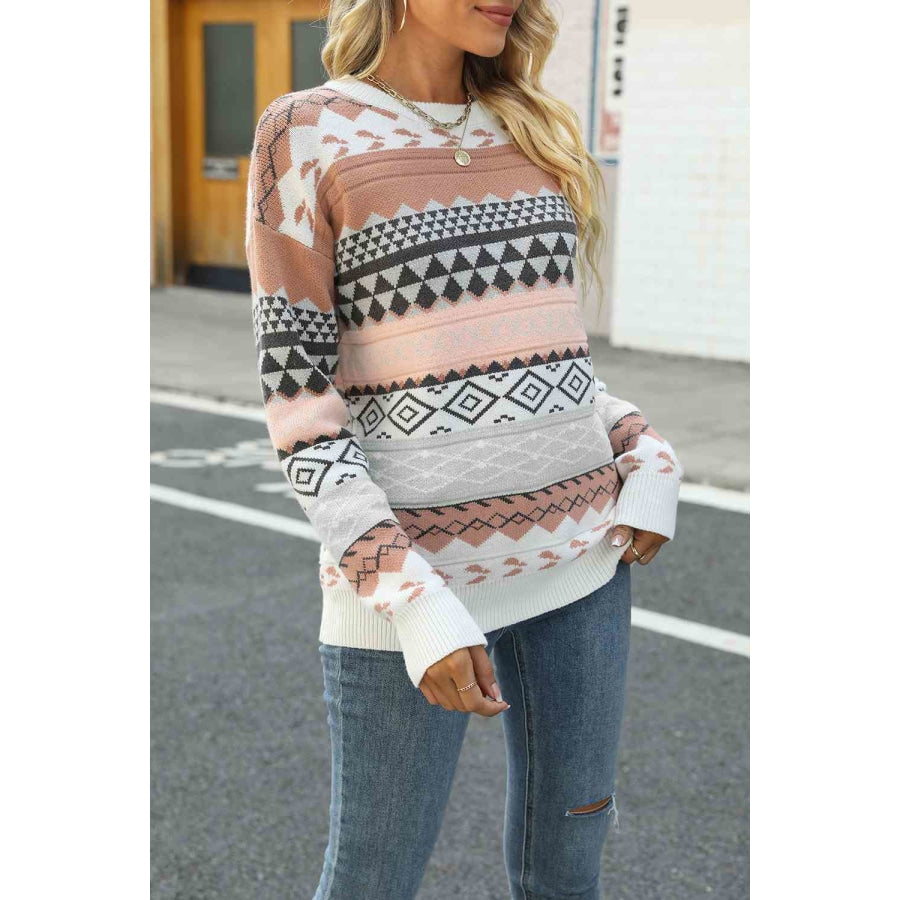 Round Neck Drop Shoulder Sweater