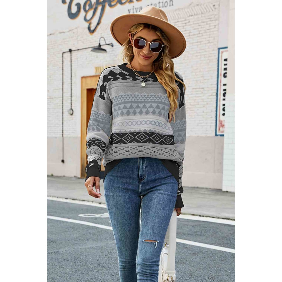 Round Neck Drop Shoulder Sweater