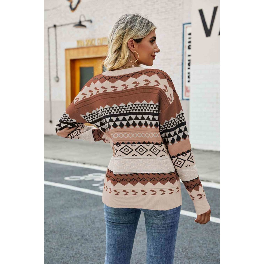 Round Neck Drop Shoulder Sweater