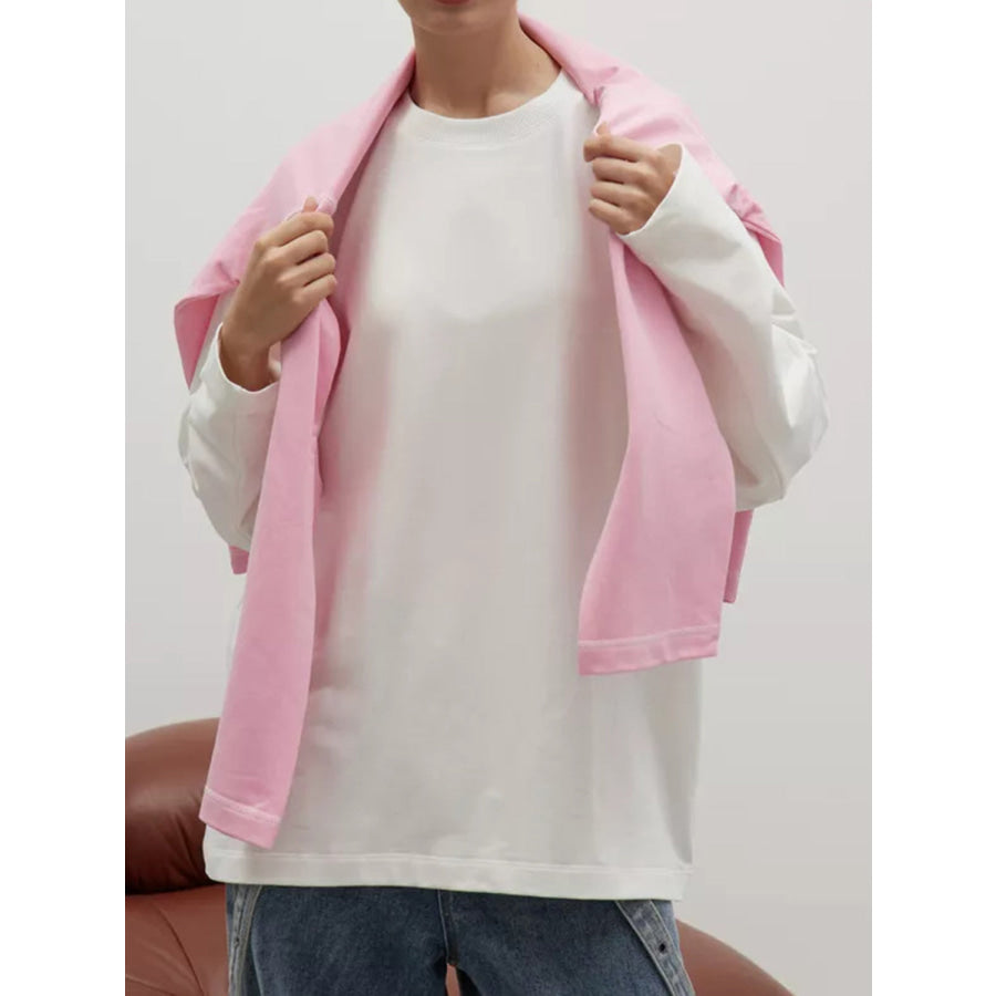 Round Neck Dropped Shoulder Long Sleeve T-Shirt Apparel and Accessories