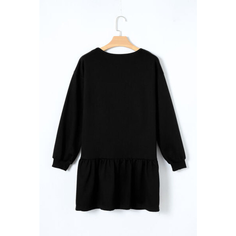 Round Neck Dropped Shoulder Mini Dress Apparel and Accessories