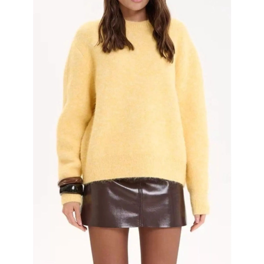Round Neck Dropped Shoulder Sweater Apparel and Accessories