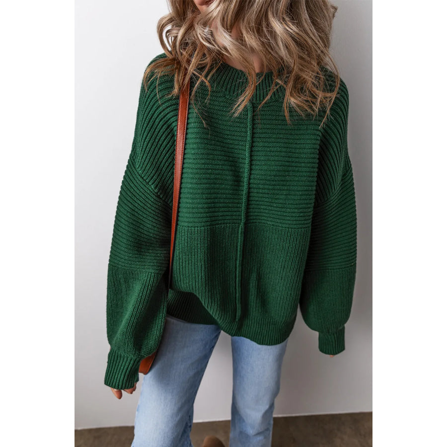 Round Neck Dropped Shoulder Sweater Apparel and Accessories