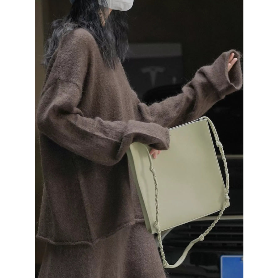 Round Neck Dropped Shoulder Sweater Apparel and Accessories