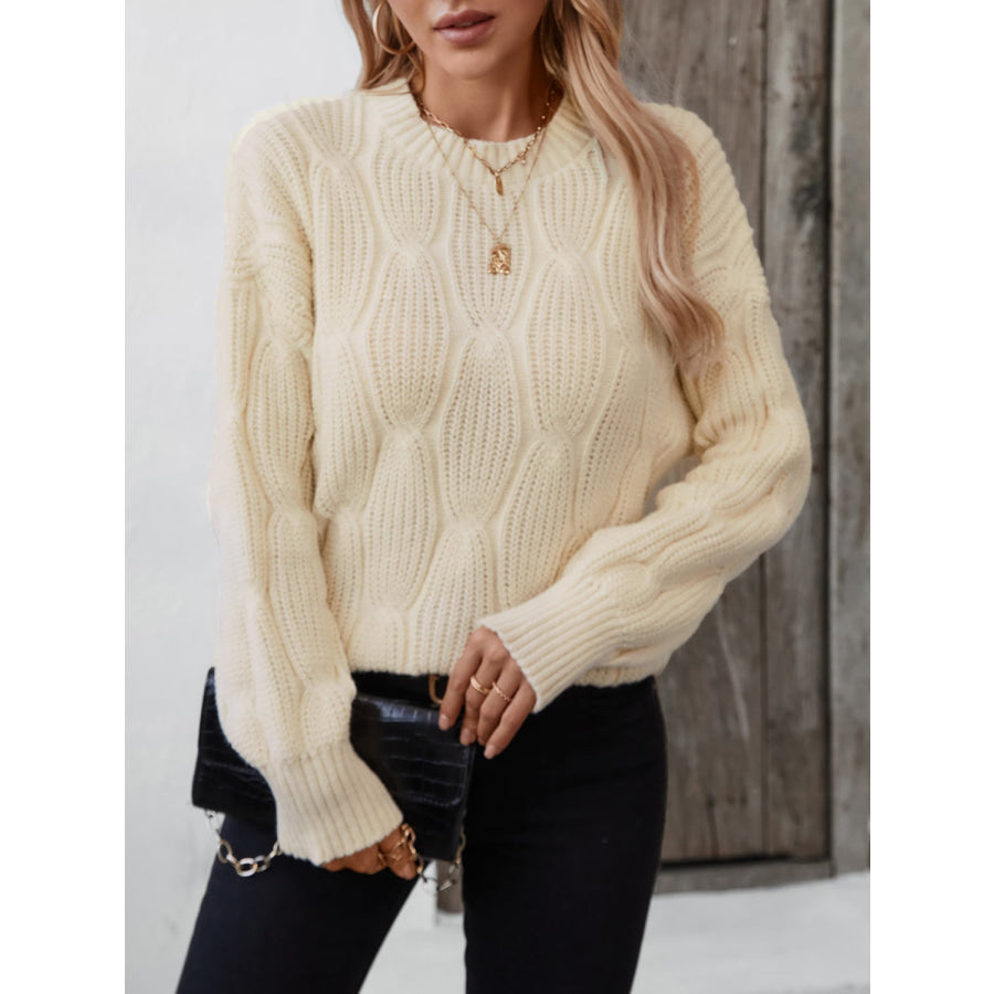 Round Neck Dropped Shoulder Sweater Apparel and Accessories