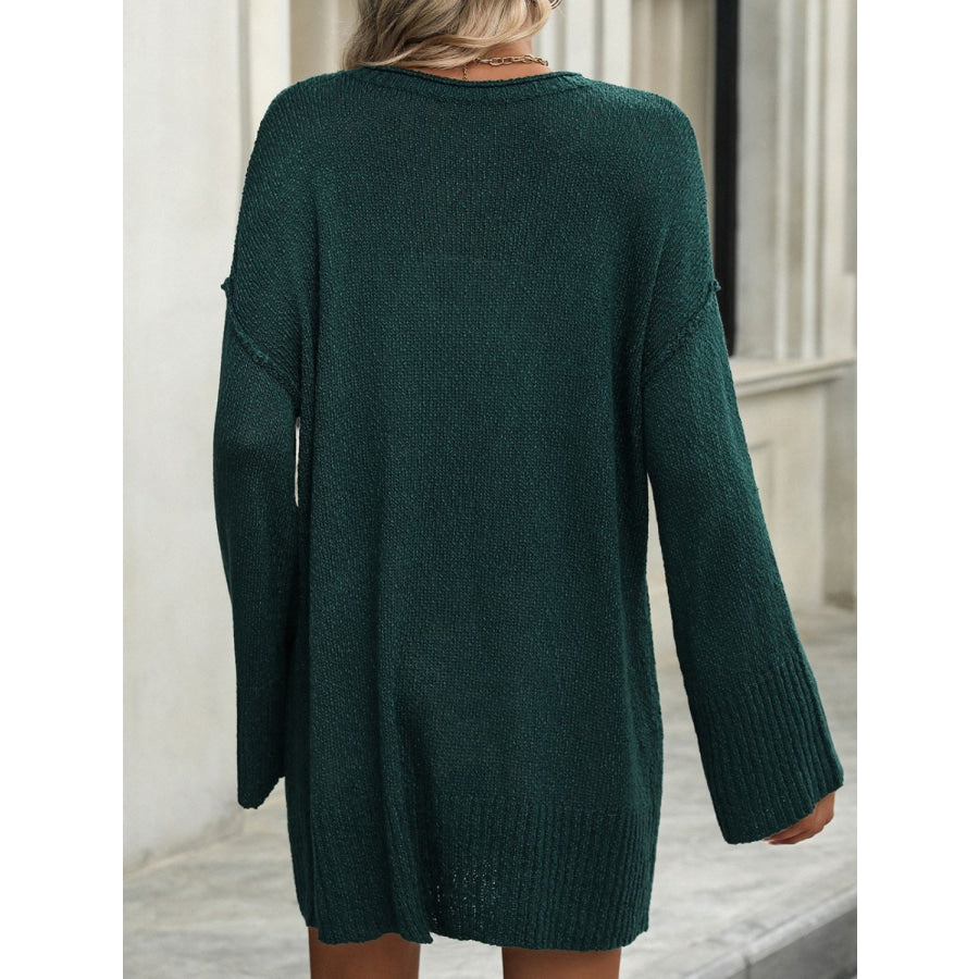 Round Neck Dropped Shoulder Sweater Apparel and Accessories