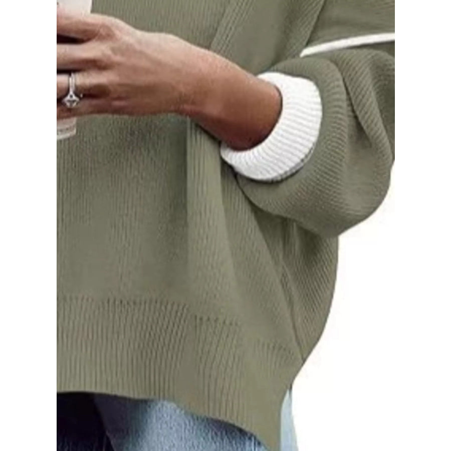 Round Neck Dropped Shoulder Sweater Apparel and Accessories