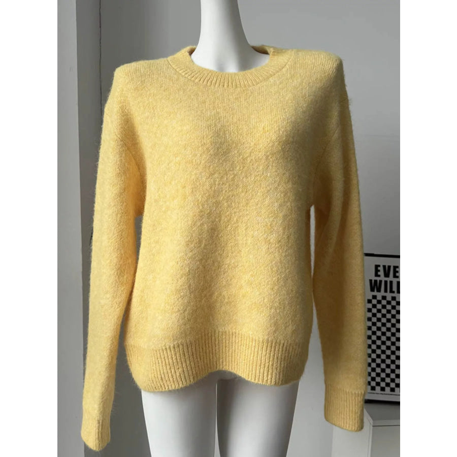 Round Neck Dropped Shoulder Sweater Apparel and Accessories