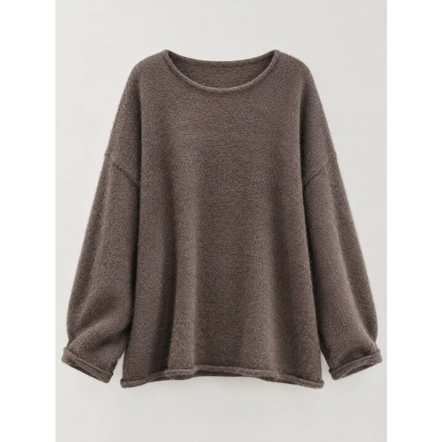Round Neck Dropped Shoulder Sweater Apparel and Accessories