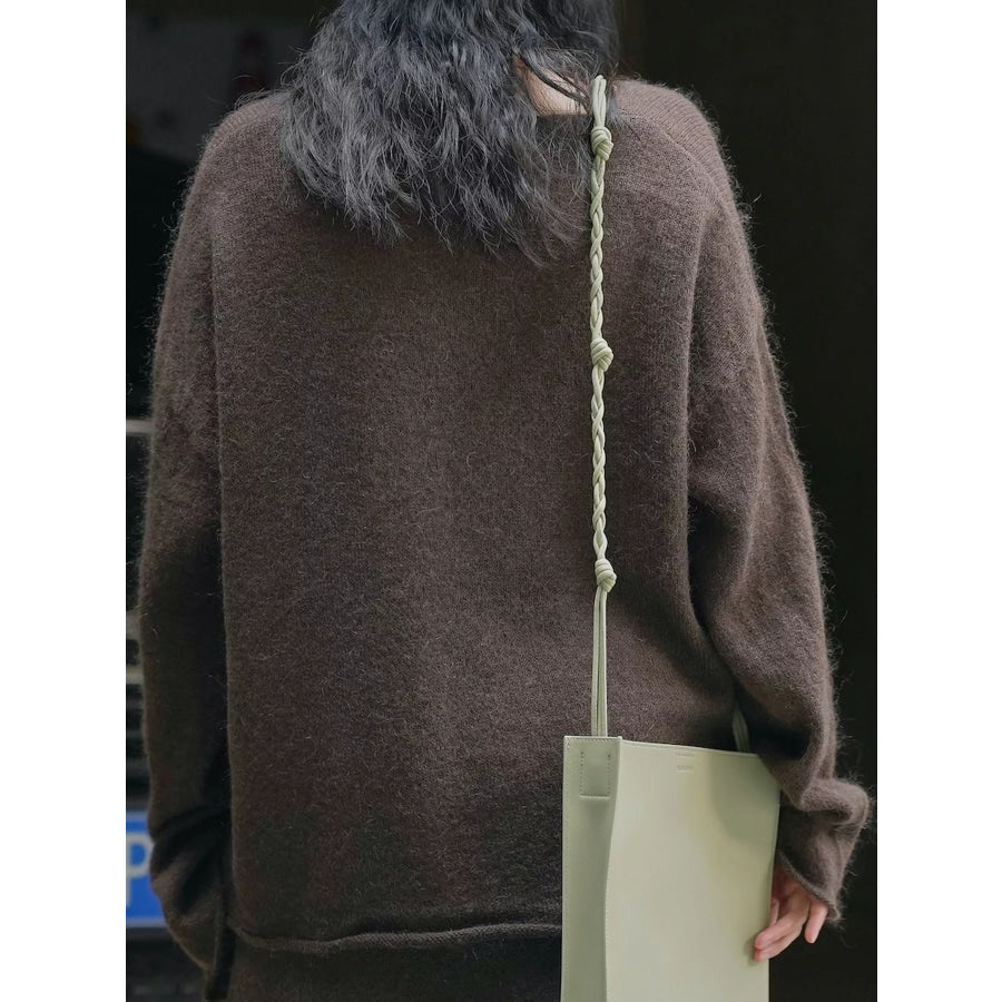Round Neck Dropped Shoulder Sweater Apparel and Accessories