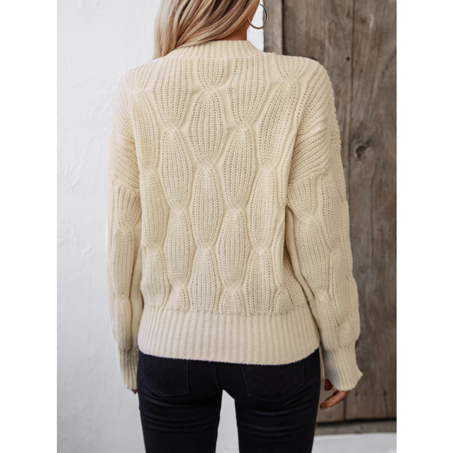 Round Neck Dropped Shoulder Sweater Apparel and Accessories