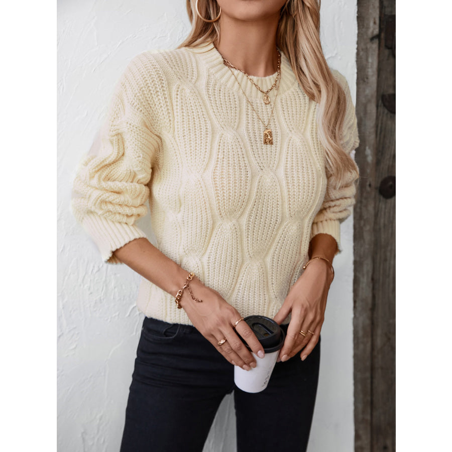 Round Neck Dropped Shoulder Sweater Apparel and Accessories