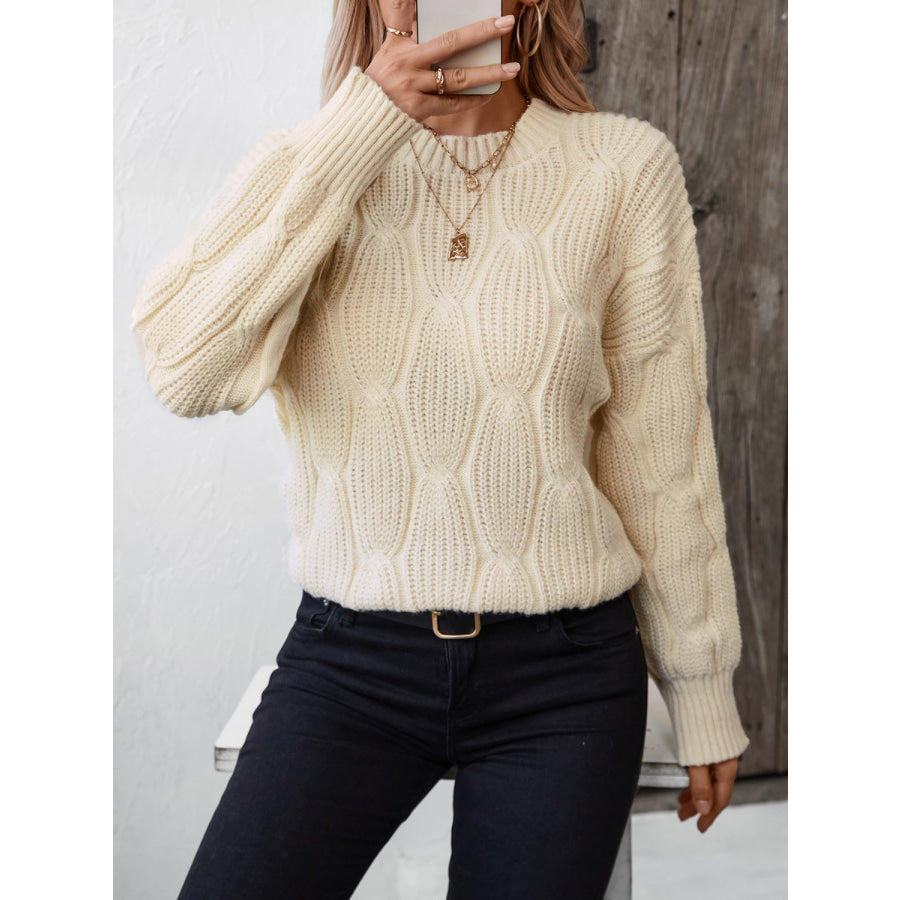 Round Neck Dropped Shoulder Sweater Apparel and Accessories