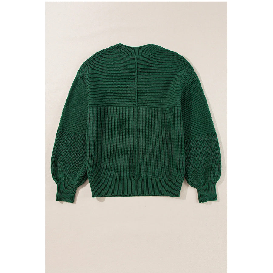 Round Neck Dropped Shoulder Sweater Apparel and Accessories