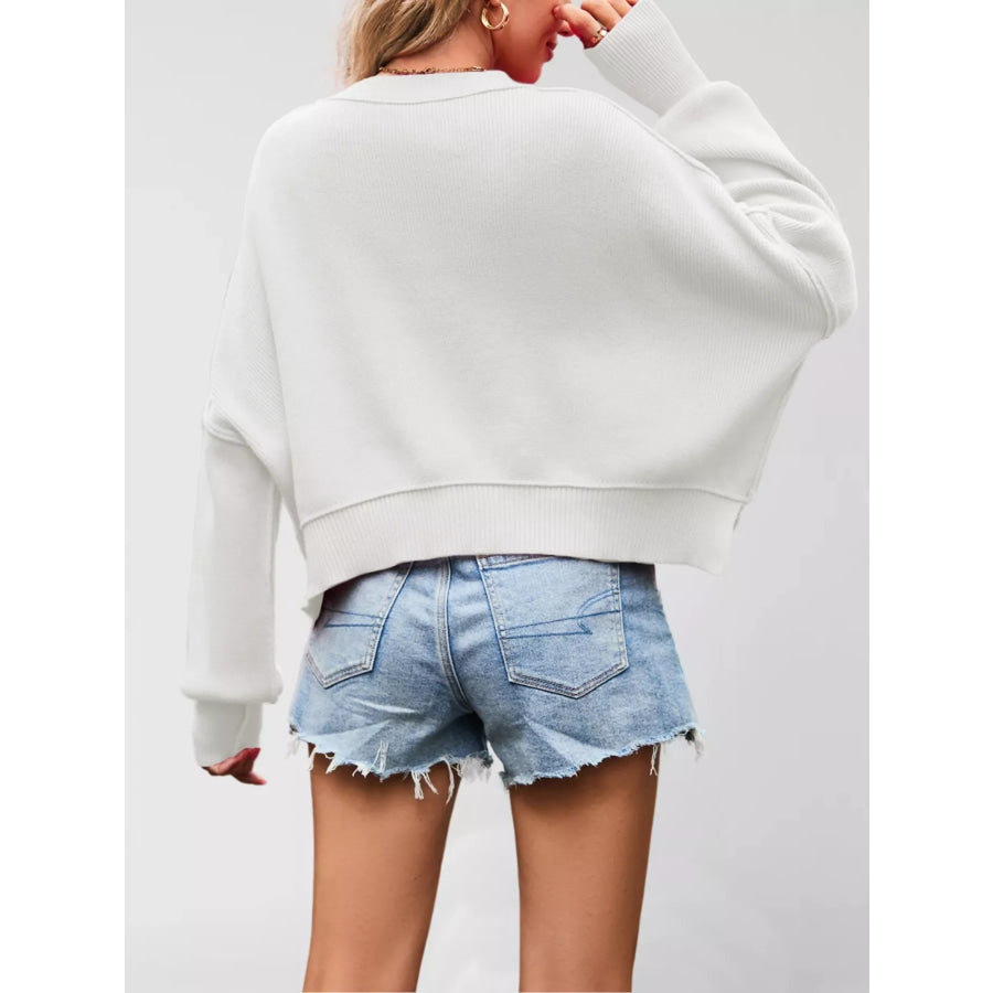 Round Neck Dropped Shoulder Sweater Apparel and Accessories