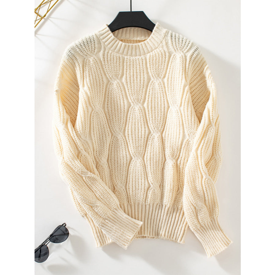 Round Neck Dropped Shoulder Sweater Apparel and Accessories