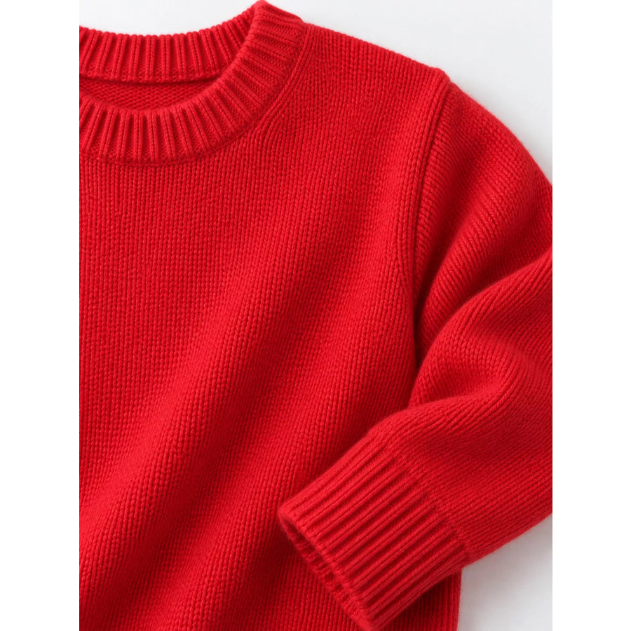 Round Neck Dropped Shoulder Sweater Apparel and Accessories