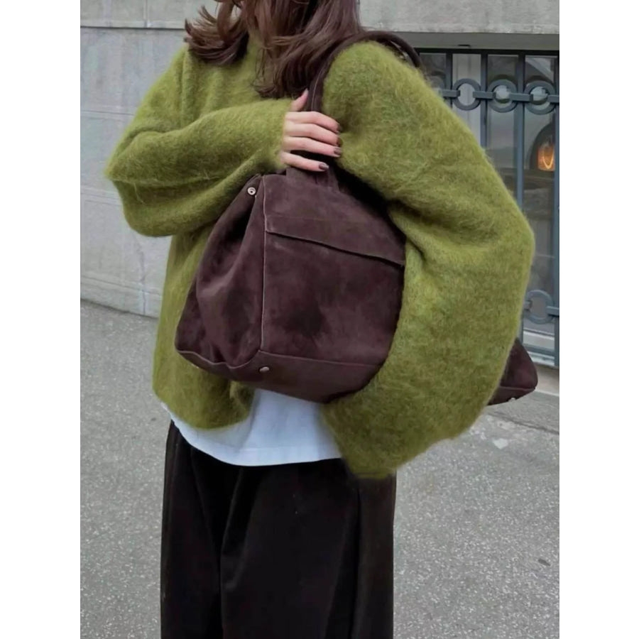 Round Neck Dropped Shoulder Sweater Apparel and Accessories