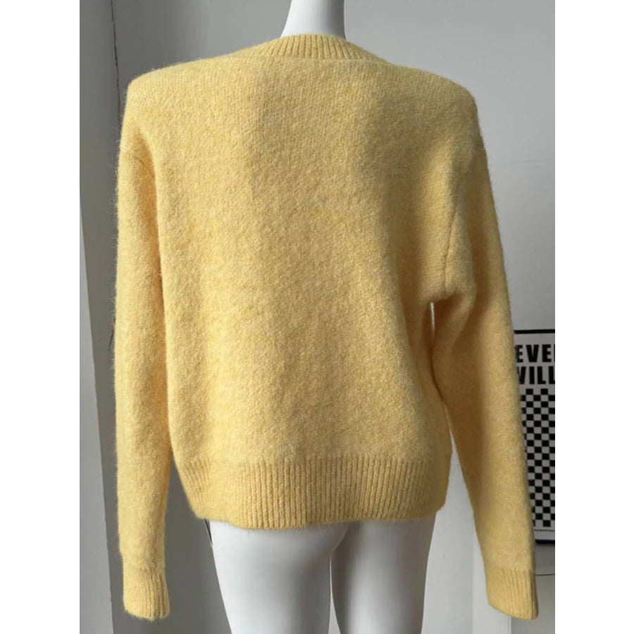 Round Neck Dropped Shoulder Sweater Apparel and Accessories