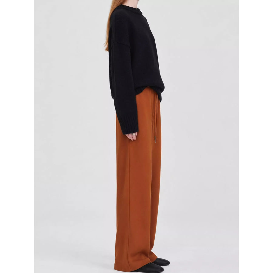 Round Neck Dropped Shoulder Sweater Apparel and Accessories
