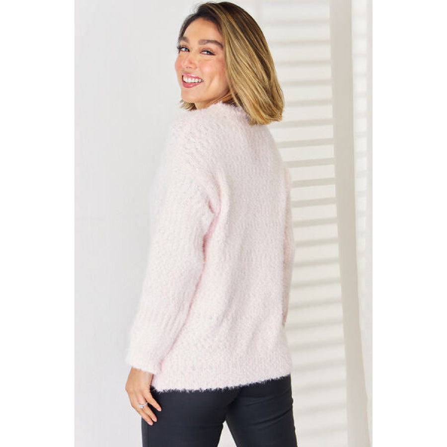 Round Neck Dropped Shoulder Sweater Eggshell / S Apparel and Accessories