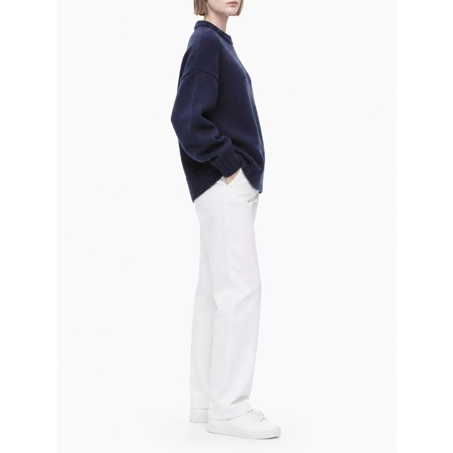 Round Neck Dropped Shoulder Sweater Apparel and Accessories