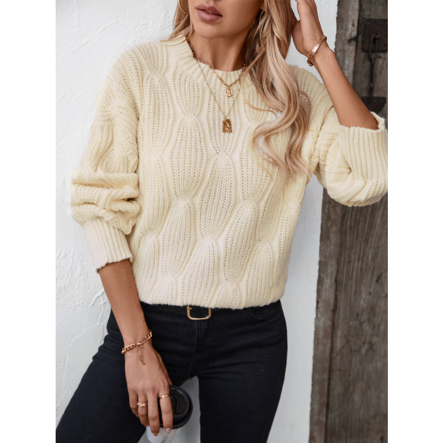 Round Neck Dropped Shoulder Sweater Apparel and Accessories