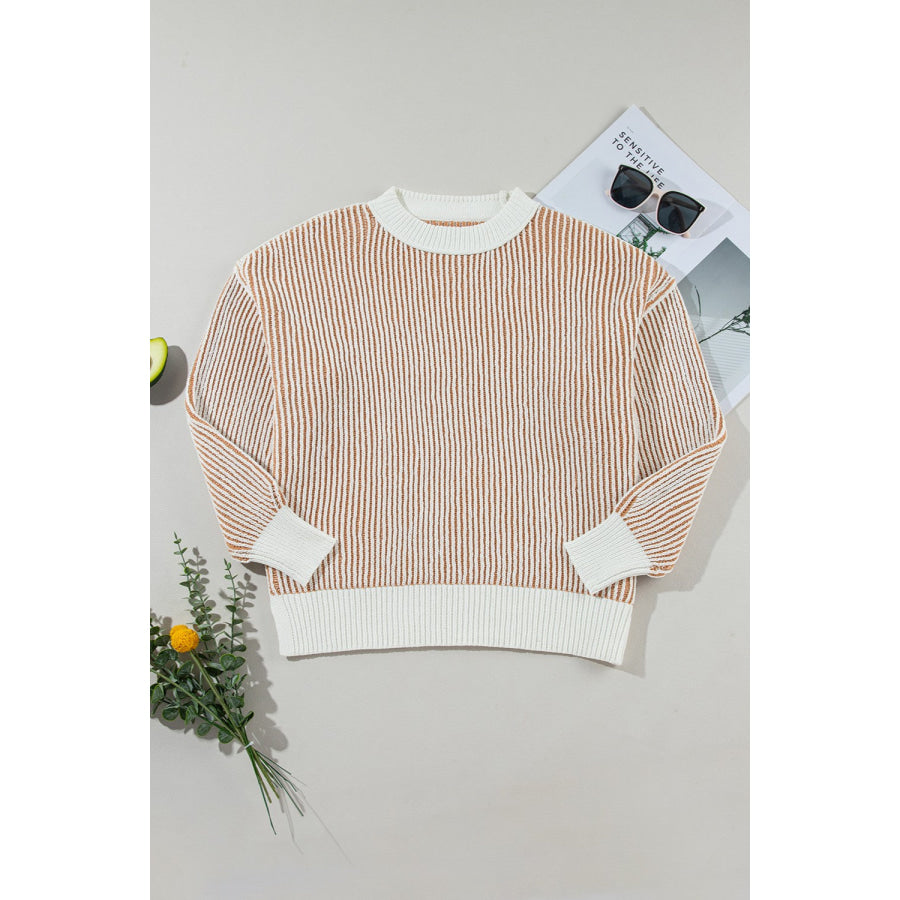 Round Neck Dropped Shoulder Sweater Apparel and Accessories