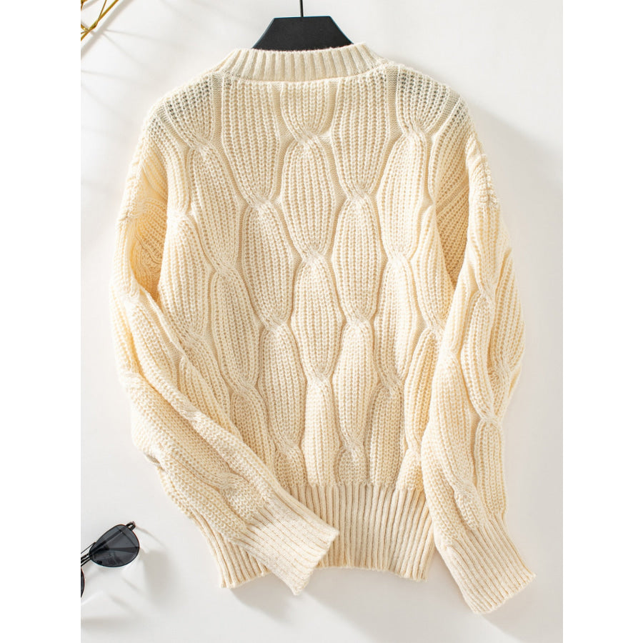 Round Neck Dropped Shoulder Sweater Apparel and Accessories