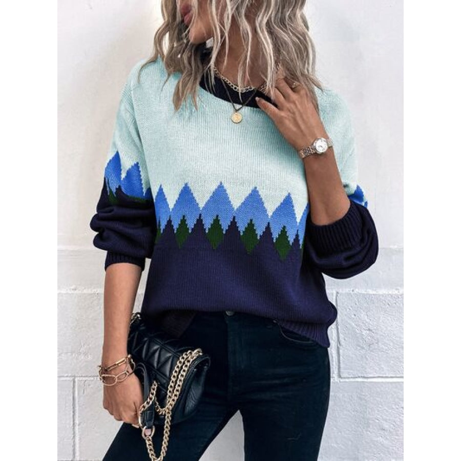 Round Neck Dropped Shoulder Sweater Clothing