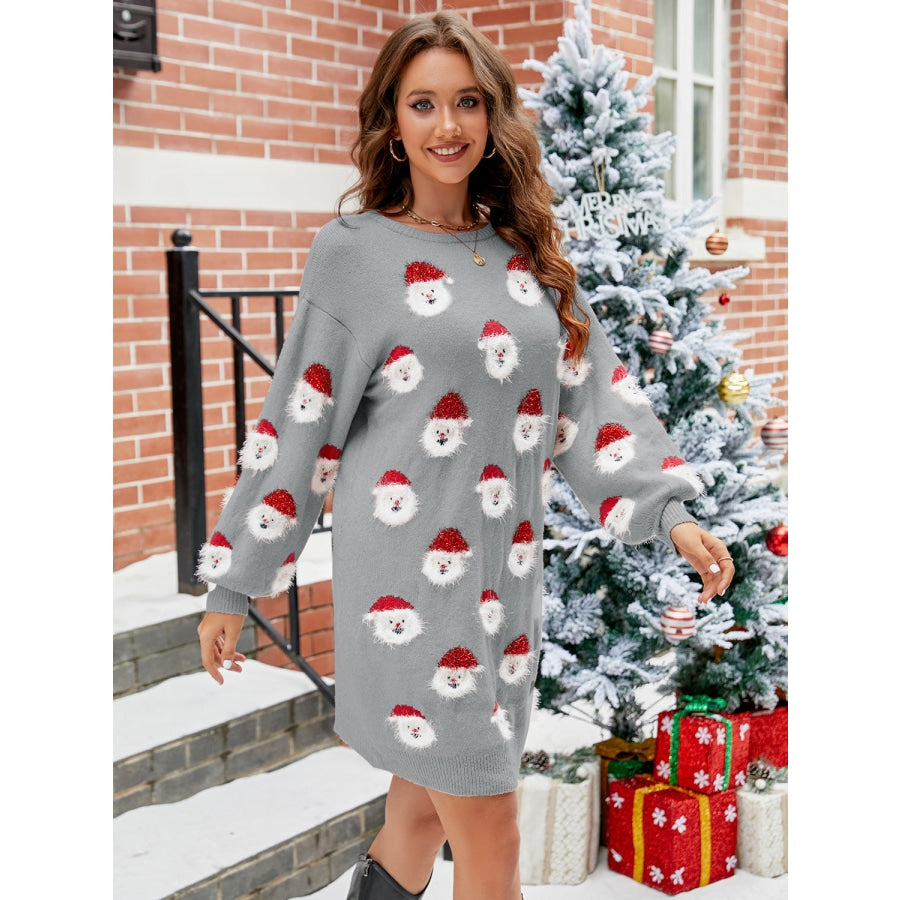 Round Neck Dropped Shoulder Sweater Dress