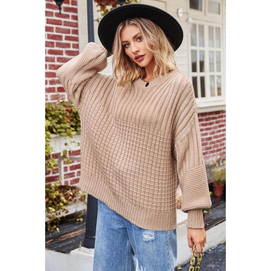 Round Neck Dropped Shoulder Sweater