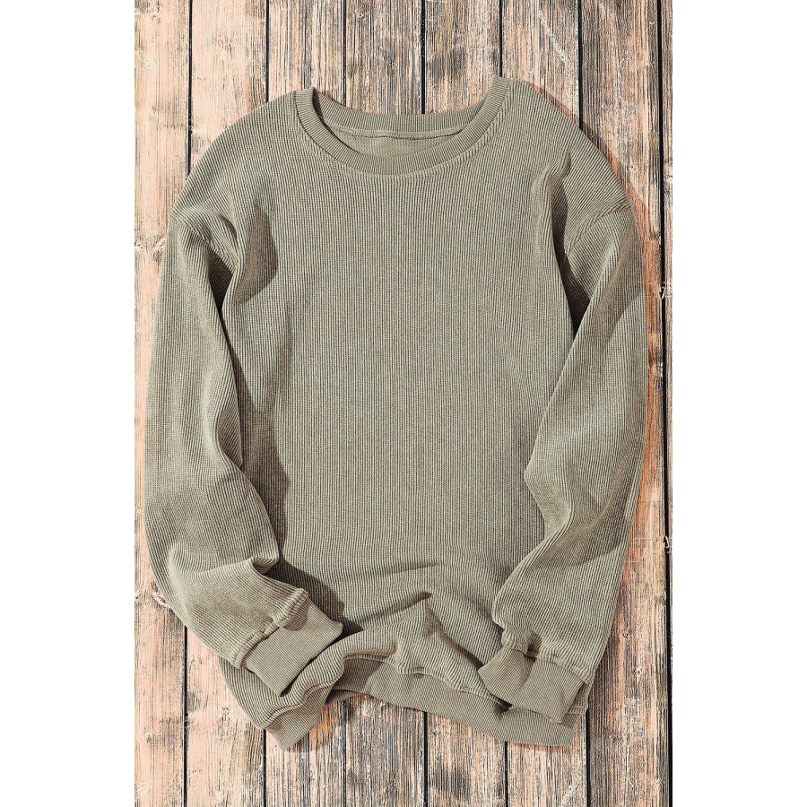 Round Neck Dropped Shoulder Sweatshirt Apparel and Accessories