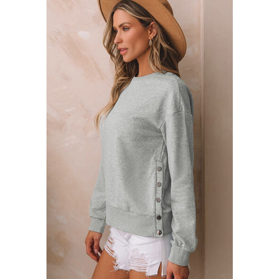 Round Neck Dropped Shoulder Sweatshirt Apparel and Accessories