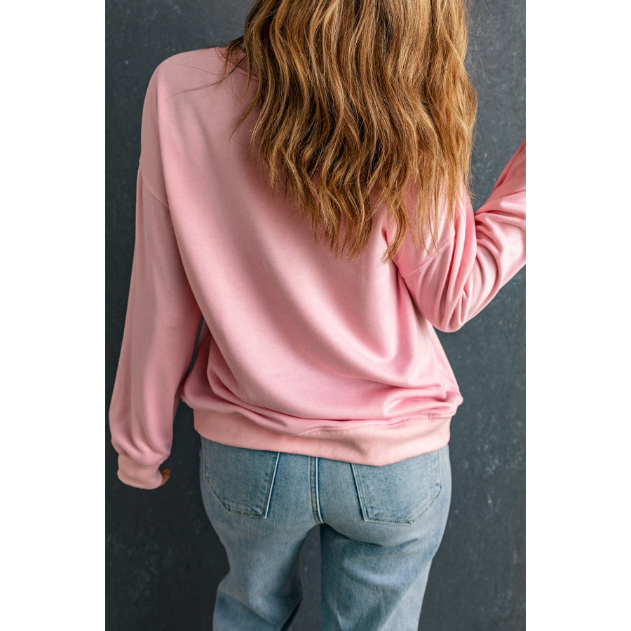 Round Neck Dropped Shoulder Sweatshirt Apparel and Accessories
