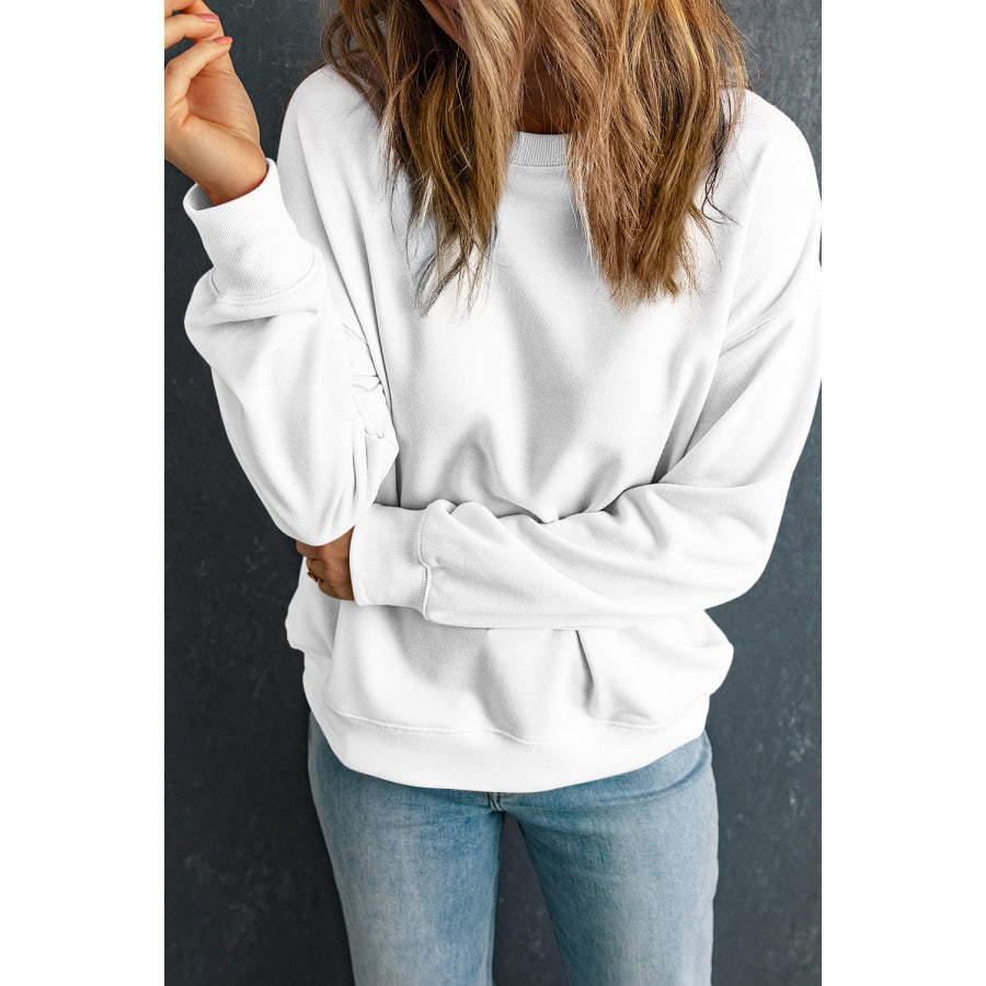 Round Neck Dropped Shoulder Sweatshirt Apparel and Accessories