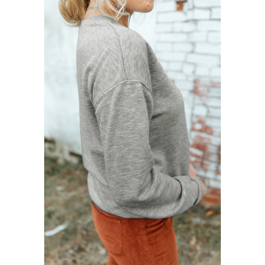 Round Neck Dropped Shoulder Sweatshirt Apparel and Accessories