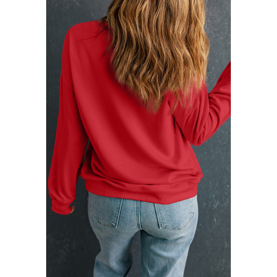 Round Neck Dropped Shoulder Sweatshirt Apparel and Accessories