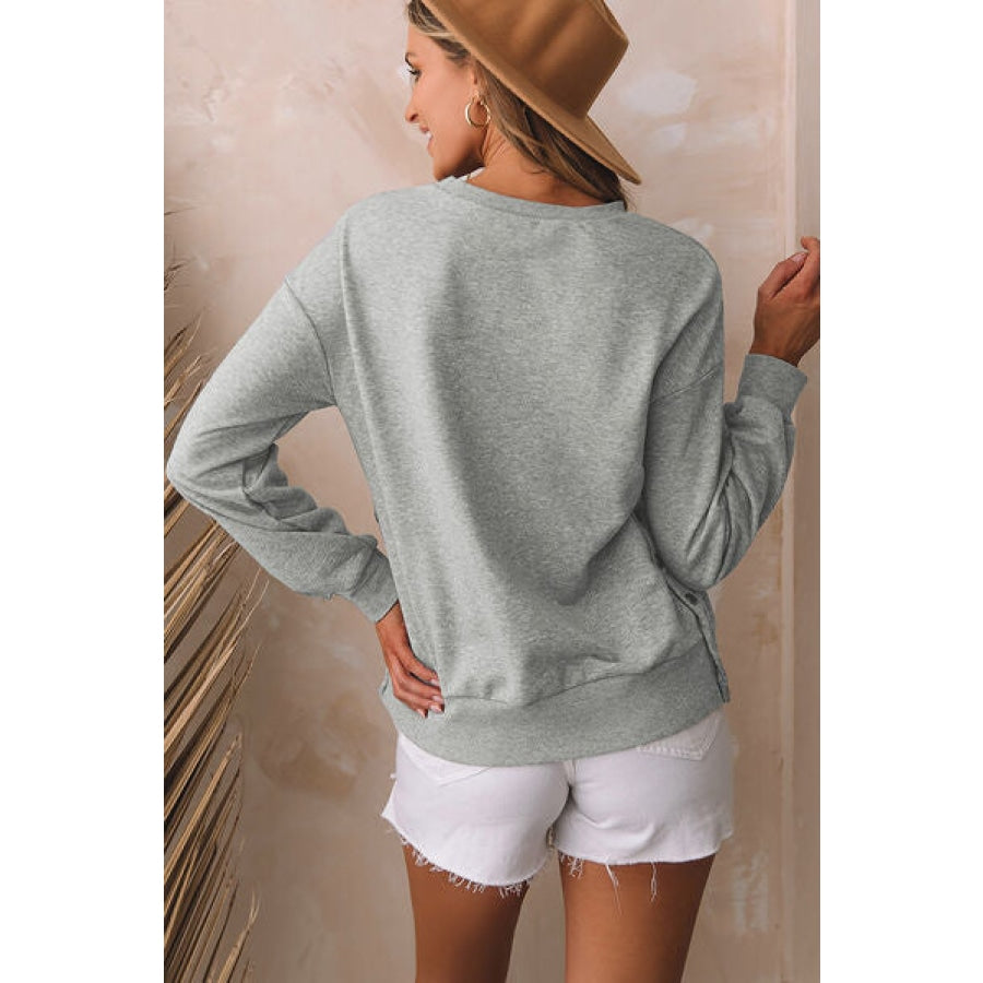 Round Neck Dropped Shoulder Sweatshirt Apparel and Accessories