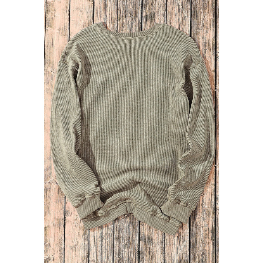 Round Neck Dropped Shoulder Sweatshirt Apparel and Accessories