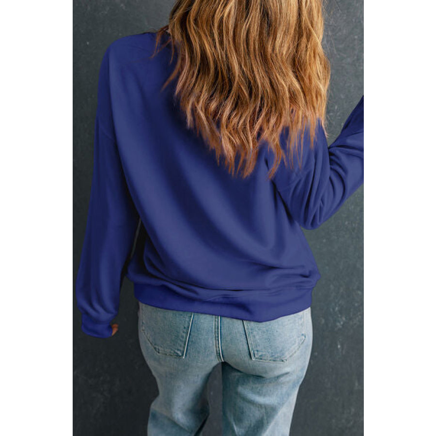 Round Neck Dropped Shoulder Sweatshirt Apparel and Accessories