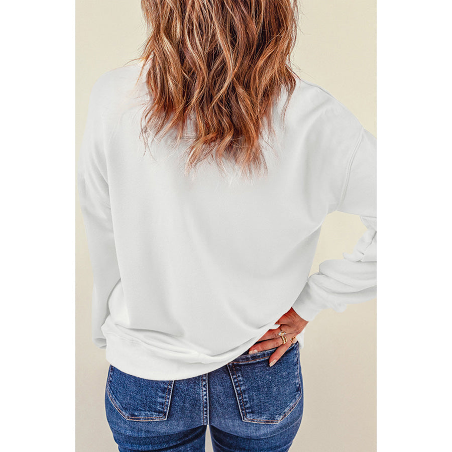 Round Neck Dropped Shoulder Sweatshirt Apparel and Accessories