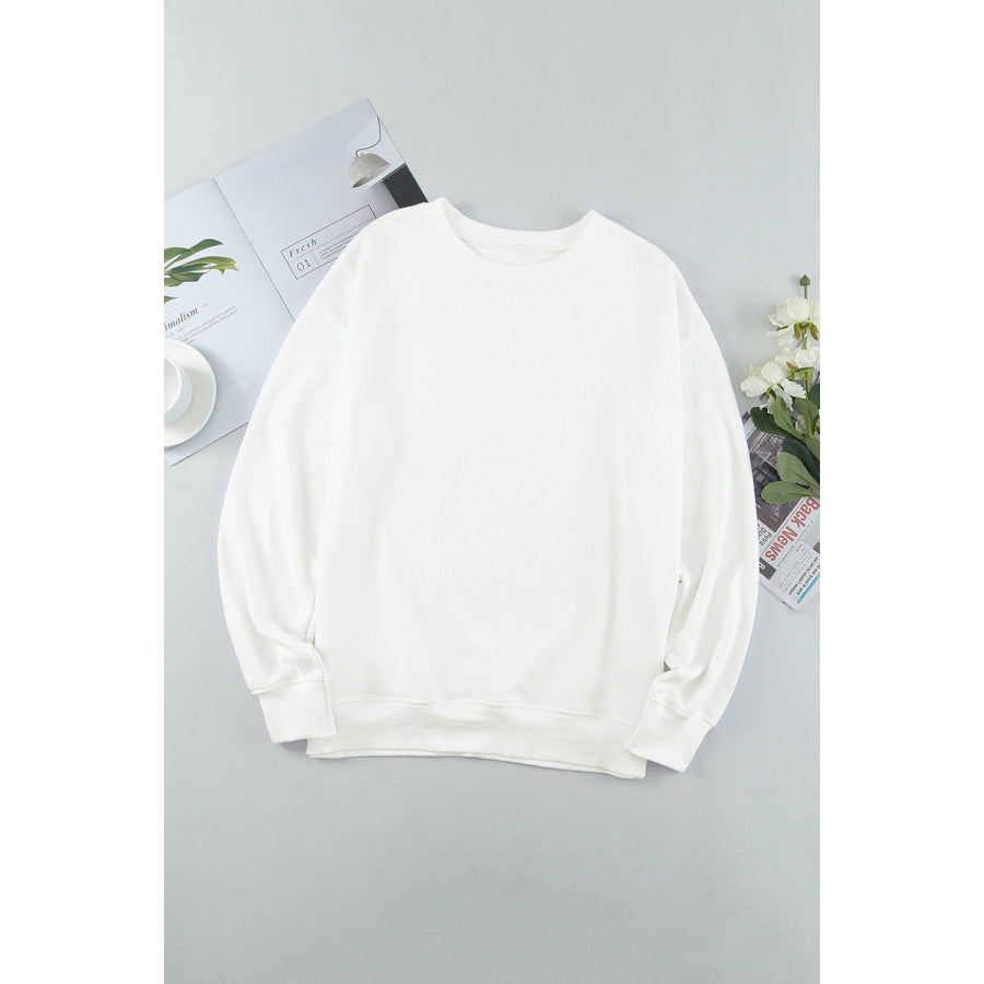 Round Neck Dropped Shoulder Sweatshirt Apparel and Accessories